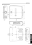 Page 41E-35
English
ADDITIONAL
INFORMATION
Specifications
Dimensional drawing
DIGITAL CINEMA PROJECTOR DPX–1
STANDBY/ON
INPUT
LAMP/COVERTEMP/FA NPATTERN
24PMENUESCAPE
SELECT
RS-232C DVI TRIGGER OUT RGB
/YPBPR/YCBCR
D4 VIDEO INPUT A INPUT B VIDEO S VIDEO
VD G/YR/PR/CRHD/SYNCB/PB/CB
SELECT
ESCAPE
INPUT
STANBY/ON
24P
MENU
PATTERN
TEMP/FA NLAMP/COVER
129
5-1/16
422
16-5/8
41516-5/16
80
3-1/8
1505-7/8
55
2-3/162007-7/8
19090
7-1/2 3-9/16 