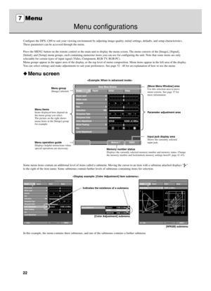 Page 2622
Off                         LMLMHH
abcde
VIDEO 0
0
0100
46000K +
0.005uv0
Image
Black Level
Off
Memory 1 White Level
Gamma Trim
Hue
Saturation
Sharpness Type
Sharpness Gain
Level Adjustment IrisSignal Initial Setup
Standard Move Menu Window
Color Adjustment
White Peaking
VIDEO+ : Enter
Image
Memory 1 Signal Initial SetupMove Menu Window
Color AdjustmentStandard 6700K +
0.000uv-
Black Level
OffLMLMHH
abcde 0White Level 0GammaHue 0Saturation 100Sharpness TypeSharpness Gain
Level AdjustmentIris
4
White...