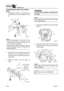 Page 94POWRPower unit
5-3369M3E11
Assembling the piston and cylinder 
block
1. Assemble the piston 1
, connecting rod
2
, piston pin 3
, and new piston pin clips
4
.
NOTE:
Face the embossed “Y” mark a
 on the
connecting rod in the same direction as the
“UP” mark b
 on the piston.
Always use new piston pin clips, and do not
allow the piston pin clip end to align with the
piston pin slot c
.
2. Install the oil ring 5
, second ring 6
, and
top ring 7
 to the piston with the “N”
marks d
 of the top and second...