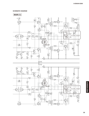 Page 2929
A-S500/A-S300
A-S500/A-S300
L ch
R ch
0.1 mV – 10 mV
R139
R142
R160
R161Cut off
Cut off
MAIN (1)
0.1 mV – 10 mV
SCHEMATIC DIAGRAM 