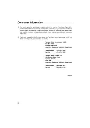 Page 76Consumer information
69
U63P14E0.book  Page 69  Monday, June 6, 2005  4:57 PM 