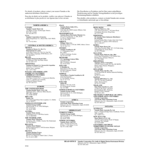 Page 299For details of products, please contact your nearest Yamaha or the 
authorized distributor listed below.
Pour plus de détails sur les produits, veuillez-vous adresser à Yamaha ou 
au distributeur le plus proche de vous ﬁgurant dans la liste suivante.
Die Einzelheiten zu Produkten sind bei Ihrer unten aufgeführten 
Niederlassung und bei Yamaha Vertragshändlern in den jeweiligen 
Bestimmungsländern erhältlich.
Para detalles sobre productos, contacte su tienda Yamaha más cercana 
o el distribuidor...