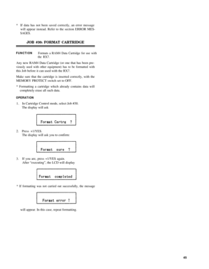 Page 49*  If data has not been saved correctly, an error message 