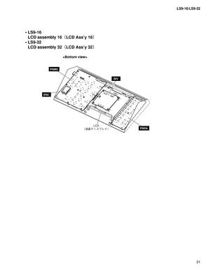 Page 21
21
LS9-16/LS9-32

• LS9-16
  LCD assembly 16¢LCD Ass’y 16£
• LS9-32
  LCD assembly 32¢LCD Ass’y 32£
PNDA
PNMS
INV
ENC

LCD¢÷	¥ÃŸµÓè £ 