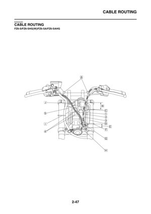 Page 92
CABLE ROUTING
2-47
EAS20430
CABLE ROUTING
FZ6-S/FZ6-SHG(W)/FZ6-SA/FZ6-SAHG 