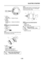 Page 300
ELECTRIC STARTER
5-39
7. Check: Gear teeth Damage/wear  → Replace the gear.
8. Check:
 Bearing
Oil seal Damage/wear  → Replace the defective 
part(s).
EAS24800
ASSEMBLING THE STARTER MOTOR
1. Install:  Brush seat “1”
2. Install:  Armature “2”
 O-ring “3” 
NOTE:
Align the tab “a” on the brush seat with the slot 
“b” in the starter motor yoke.
3. Install:
 Starter motor yoke “1”
 O-ring “2” 
 Starter motor front cover “3”
 Starter motor rear cover “4”
 Starter motor assembling bolts “5”
NOTE:...