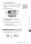 Page 107CVP-509/505/503/501 Owner’s Manual107
Connections – Using Your Instrument with Other Devices –
10
When a USB storage device is connected or media is inserted, a message may appear 
prompting you to format the device/media. If so, execute the format operation.
1Insert a USB storage device for formatting into the [USB TO 
DEVICE].
2Call up the operation display.
[FUNCTION] → [J] UTILITY → TAB [E][F] MEDIA
3Press the [A]/[B] buttons to select the USB device to be 
formatted from the device list.
The...