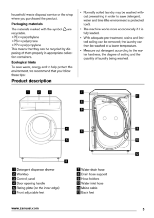 Page 5household waste disposal service or the shop
where you purchased the product.
Packaging materials
The materials marked with the symbol 
 are
recyclable.
>PEPSPP