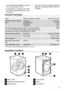 Page 41•vienmēr ieslēdziet mazgāšanas program-
mu, kad veļas mašīna ir pilna;
• ja nepieciešams, izmantojiet traipu tīrīša-
nas līdzekli, iestatot programmu ar zemu
temperatūru;• lai izmantotu pareizo mazgāšanas līdzekļa
daudzumu, noskaidrojiet ūdens cietību sa-
vā mājoklī.
Tehniskā informācija
IzmēriPlatums / augstums / dziļums595 / 850 / 330 mm
Elektrības padeves pieslēg-
šana:Spriegums
Vispārējā jauda
Drošinātājs
Frekvence220-240 V
2100 W
10 A
50 Hz
Aizsardzības pakāpe pret cieto daļiņu un mitruma...