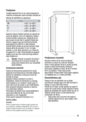 Page 65INSTALAREA 
Atencie



de 50 mm între spatele rcitorului _i perete.
100
100100
50
 