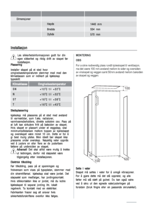 Page 82MONTERING
OBS



av skapet og veggen.
100
100100
50
 