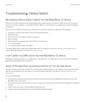 Page 38Troubleshooting: Device Switch
My previous device doesn