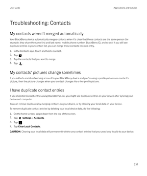 Page 237Troubleshooting: Contacts
My contacts weren