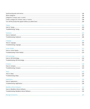 Page 5Synchronizing tasks and memos.........................................................................................................................................................................196About categories................................................................................................................................................................................................198Categorize a contact, task, or memo...