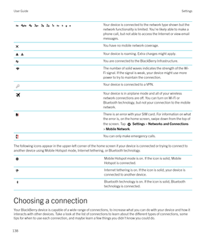 Page 138          Your device is connected to the network type shown but the
network functionality is limited. You