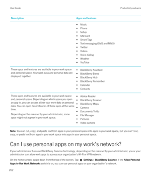 Page 262DescriptionApps and features