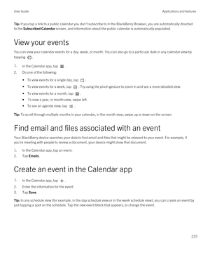 Page 225Tip: If you tap a link to a public calendar you don