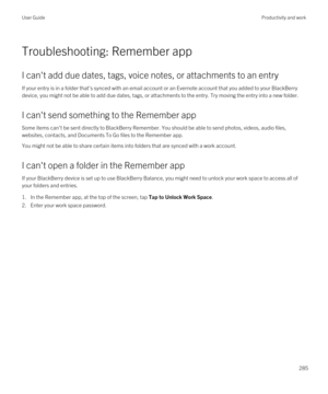 Page 285Troubleshooting: Remember app
I can