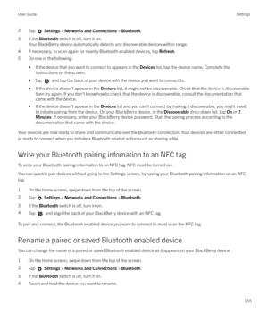 Page 1552.Tap  Settings  > Networks and Connections  > Bluetooth .
3. If the  Bluetooth switch is o