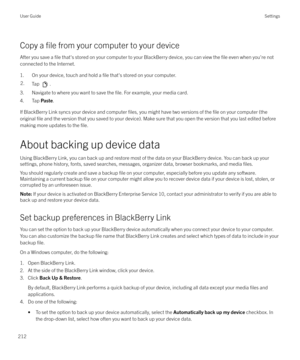 Page 212Copy a file from your computer to your device
After you save a 
file that