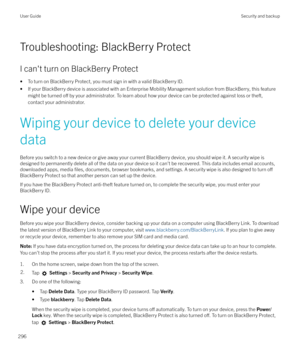 Page 296Troubleshooting: BlackBerry ProtectI can