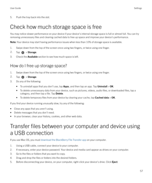 Page 575. Push the tray back into the slot.
Check how much storage space is free You may notice slower performance on your device if your device