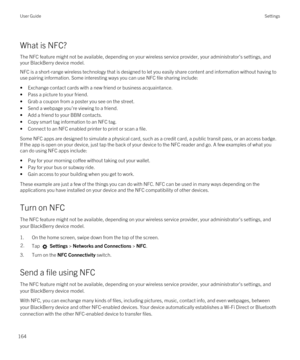 Page 164What is NFC?
The NFC feature might not be available, depending on your wireless service provider, your administrator