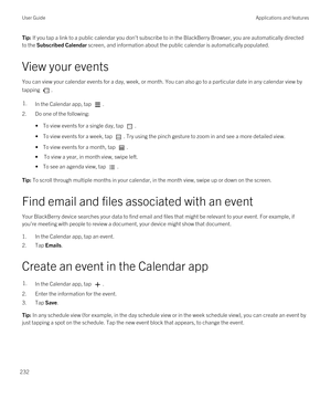 Page 232Tip: If you tap a link to a public calendar you don