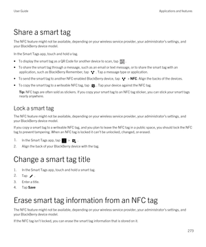 Page 273Share a smart tag
The NFC feature might not be available, depending on your wireless service provider, your administrator