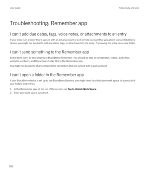 Page 292Troubleshooting: Remember app
I can