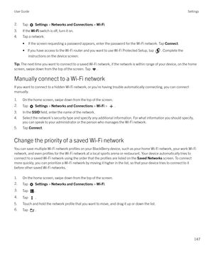 Page 1472.Tap  Settings  > Networks and Connections  > Wi-Fi .
3. If the  Wi-Fi switch is o