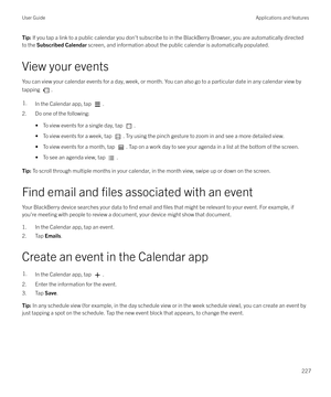 Page 227Tip: If you tap a link to a public calendar you don