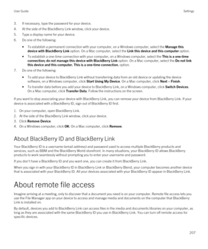 Page 2073.If necessary, type the password for your device.
4.At the side of the BlackBerry Link window, click your device.
5.Type a display name for your device.
6.Do one of the following:
