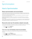 Page 356Synchronization
How to: Synchronization
About synchronization and reconciliation
The wireless data synchronization and wireless email reconciliation features are designed to synchronize organizer data 
(contacts, calendar entries, tasks, and memos) and reconcile email between your 
BlackBerry smartphone and the email 
application on your computer over the wireless network.
In rare cases, if your smartphone doesn't recognize fields in a contact, calendar entry, or email account, some data or  email...