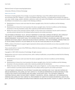 Page 360National Center for Supercomputing Applications
University of Illinois at Urbana-Champaign
www.ncsa.uiuc.edu 
Permission is hereby granted, free of charge, to any person obtaining a copy of this software (Iperf) and associated documentation files (the "Software"), to deal in the Software without restriction, including without limitation the rights to 
use, copy, modify, merge, publish, distribute, sublicense, and/or sell copies of the Software, and to permit persons to whom  the Software is...