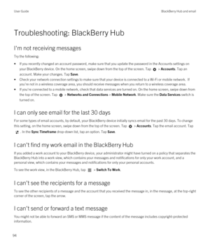 Page 94Troubleshooting: BlackBerry Hub
I