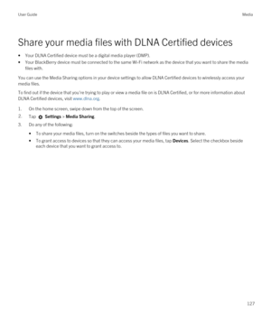 Page 127Share your media files with DLNA Certified devices
