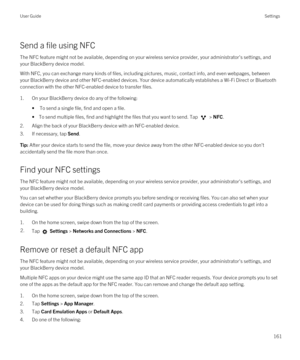 Page 161Send a file using NFC
The NFC feature might not be available, depending on your wireless service provider, your administrator