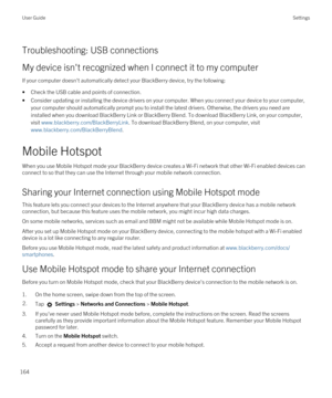 Page 164Troubleshooting: USB connections
My device isn