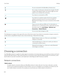 Page 142You are connected to the BlackBerry Infrastructure.The number of solid waves indicates the strength of the Wi-
Fi
 signal. If the signal is weak, your device might use more 
power to try to maintain the connection.
Your device is connected to a VPN.Your device is in airplane mode and all of your wireless 
network connections are off. You can turn on 
Wi-Fi or 
Bluetooth technology, but not your connection to the mobile 
network.
There is an error with your SIM card. For information on  what the error is,...