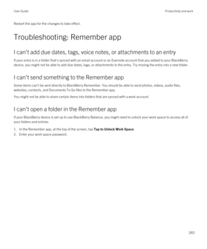 Page 283Restart the app for the changes to take effect.
Troubleshooting: Remember app
I can