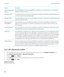 Page 274OptionDescriptionDial-Up Networking 
(DUN)This profile allows you to use your BlackBerry smartphone as a modem when it is connected to a 
Bluetooth enabled computer.Handsfree (HFP)This profile allows you to connect your BlackBerry smartphone to Bluetooth enabled headsets and 
car kits that support the Handsfree profile.Headset (HSP)This profile allows you to connect your BlackBerry smartphone to Bluetooth enabled headsets that 
support the Headset profile.Message Access 
Profile (MAP)This profile allows...