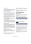Page 325325
MIDI processing and quantizing
Introduction
This chapter describes the various MIDI processing func-
tions available on the MIDI menu. They offer various ways 
to edit MIDI notes and other events, either in the Project 
window or from within a MIDI editor.
MIDI functions vs. MIDI modifiers
In some cases, the result of a MIDI function can also be 
obtained by using MIDI modifiers and effects (see “MIDI 
realtime parameters and effects” on page 315). For exam-
ple, the operations “Transpose” and...