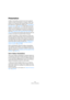 Page 253253
L’éditeur d’échantillons
Présentation
L’éditeur d’échantillons permet de voir et de manipuler 
l’audio au niveau du clip audio, en coupant, collant, sup-
primant ou en dessinant des données audio, ou encore 
par traitement ou application d’effets (voir “Traitements et 
fonctions audio” à la page 234). Cette édition peut être 
appelée “non-destructive”, en ce sens que vous pouvez 
annuler tous les changements et revenir aux versions ori-
ginales à tout moment grâce à l’Historique des Modifica-
tions...