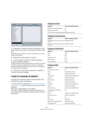 Page 494494
Comandi rapidi via Tastiera
2.Selezionare un’opzione nell’elenco Categorie e indivi-
duare l’azione per la quale si vuole editare il tasto di modi-
fica.
Per esempio, l’azione “Copia” (accennata in precedenza) si trova nella 
categoria “Drag & Drop”.
3.Selezionare l’azione dall’elenco Azione.
4.Tenere premuto il tasto(i) di modifica desiderato e 
cliccare sul pulsante Assegna.
Il tasto(i) di modifica corrente per quella azione è sostituito. Se il tasto(i) 
di modifica premuto è già assegnato ad un...