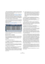 Page 6060
Der Sample-Editor
•Wenn das Projekttempo niedriger ist als das ursprüngli-
che Loop-Tempo, können hörbare Lücken zwischen den 
Slice-Events im Part auftreten.
Dies können Sie mit der Funktion »Lücken schließen« im Erweitert-Unter-
menü des Audio-Menüs beheben (siehe »Lücken schließen« auf Seite 61). 
Schalten Sie auch automatische Fades für die Audiospur des Parts ein. 
Durch Fade-Outs mit einer Länge von ungefähr 10 ms werden eventuell 
zwischen den Slices auftretende Störgeräusche bei der Wiedergabe...