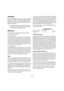 Page 114114
Audioeffekte
Einleitung
Mit Cubase Essential erhalten Sie eine Reihe von VST-Plu-
gIns. In diesem Kapitel erfahren Sie, wie Sie Effekt-PlugIns 
installieren, zuweisen und verwalten. Die Effekte und ihre 
Parameter werden im separaten PDF-Dokument »PlugIn-
Referenz« beschrieben.
Übersicht
In Cubase Essential haben Sie folgende Möglichkeiten, 
Audioeffekte zu verwenden:
Als Insert-Effekte
Insert-Effekte werden in den Signalpfad eines Audiokanals eingefügt, 
d. h., das gesamte Signal aus dem Kanal wird...