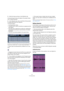 Page 161161
The Sample Editor
5.Verify the tempo and bars in the Definition tab. 
In the next step, the loop will adapt to the project tempo 
set in Cubase Essential. 
6.In the Hitpoints tab, click on the Slice & Close button 
to create audio slices from hitpoints.
The following happens:
 The Sample Editor closes.
 The audio event is “sliced” so that there is a separate event for 
each hitpoint. 
 The audio event is replaced by an audio part, containing the 
slices (double-click the part to view the slices in...