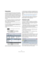 Page 152152
Traitements et fonctions audio
Présentation
Les traitements audio effectués dans Cubase Essential 
peuvent être qualifiés de “non-destructifs” : autrement dit, 
il est toujours possible d’annuler les modifications ou de 
retourner aux versions d’origine. Ceci vient du fait que ce 
sont les clips audio qui sont traités, et jamais les fichiers 
audio d’origine eux-mêmes. Par ailleurs, ces clips audio 
peuvent se référer à plusieurs fichiers audio. Voici les 
principes :
1.Si vous traitez un événement...