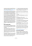Page 315315
Synchronisation
Vous pouvez ainsi assigner des pistes MIDI à des Instru-
ments VST tournant sur un autre ordinateur, comme décrit 
dans les exemples d’application (voir “Utiliser un ordina-
teur pour les Instruments VST” à la page 316).
L’option “Ports ASIO Actifs seulement pour les Données”
Si vous envoyez d’un seul coup de très importantes quanti-
tés de données MIDI, il existe une faible probabilité pour 
que vous vous retrouviez à court de bande passante sur vo-
tre réseau VST System Link. Ce...